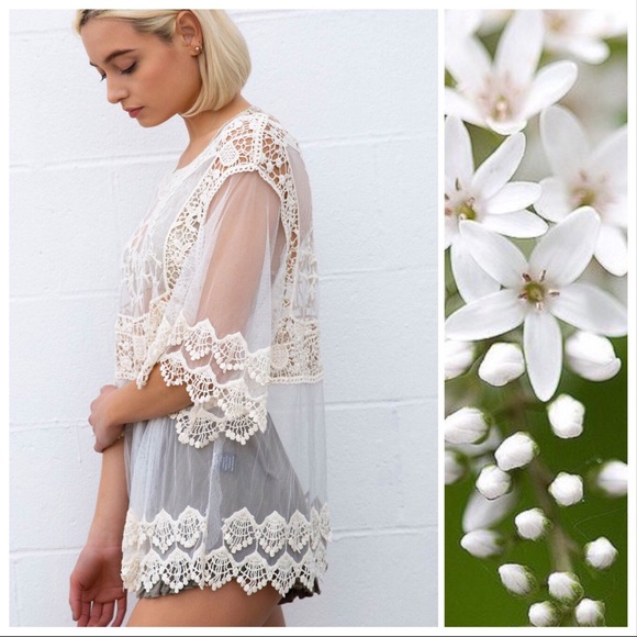 Farm Girl Pretty Lace Kimono Overlay Top - Picture 3 of 8